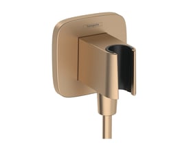 Hansgrohe FixFit Q vægtilslutning med bruserholder i børstet bronze PVD, med en 1/2" tilslutning og roset.