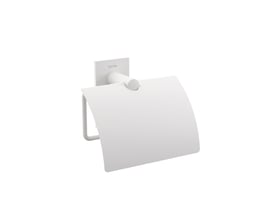 Cosmic toiletpapirholder med låg i mat hvid overflade, fremstillet af holdbart ABS-plast med mål 125 x 115 x 60 mm.