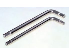 To Steritool unbrakonøgler i rustfrit stål side om side, hvoraf den ene er en 3 mm model med 76x25 mm benlængde.