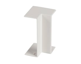 Legrand DLP-S Mini indvendigt hjørne 60x20mm i hvid plast, vist isoleret mod en hvid baggrund.