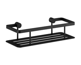 Smedbo Sideline brusekurv i mat sort, fremstillet af massiv messing med mål på 250 x 103 mm.