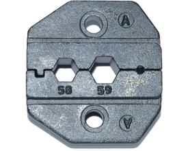 Nelco HD-RAM coaxial pressebakke i gråt metal med sekskantede åbninger mærket 58 og 59.