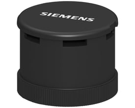 Siemens sireneelement i sort plast med 70mm diameter og hvid logo-tekst på toppen.