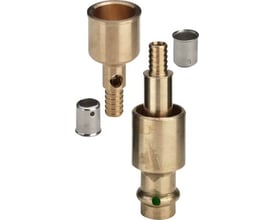 Viega 35 x 12 mm tilslutningssæt i rødgods eller siliciumbronze med endetilslutningsstykke og tilslutningsstuds.