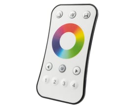 Ledvance fjernbetjening til TW LED-bånd, vist med et fuldt farvehjul og numeriske knapper.