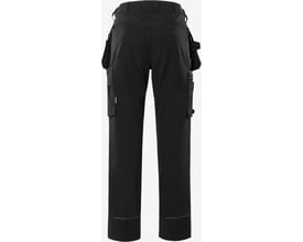 Kansas 133443 sorte herrebukser med hængelommer og ripstop-forstærkninger, vist bagfra med grå refleksdetaljer ved anklerne.