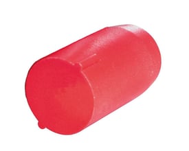 Rød kabelgennemføring med slids fra Weidmüller til kabelsystemer, med cylindrisk form og mål på 20 mm.