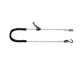 Kratos Safety SKALA justerbar positioneringsline på 2 meter med flettet reb, beskyttelseshylster og karabinhager.