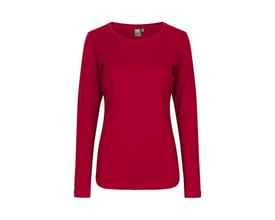 ID Identity langærmet T-shirt til damer i rød, størrelse 2XL, fremstillet i blød interlock antipilling kvalitet.