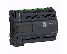 Schneider Electric M172 performance controller med 28 I/O transistor udgange, display, Ethernet, CAN og 2 RS485 porte.