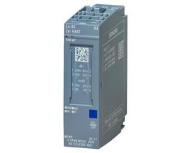 Siemens SIMATIC ET 200SP HA analog Ex-i HART output module, model Ex-AQ 2xI HART i grå plast med tydelig mærkning af funktioner.