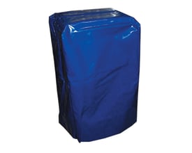 Blå regnhætte til 1/1-palle, vist som en rummelig, firkantet hætte med folder langs siderne.