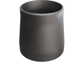 Koncentrisk reduktion i P235GH stål, 88,9/3,2 x 76,1/2,9 mm, grå med en mat overflade, isoleret på hvid baggrund.