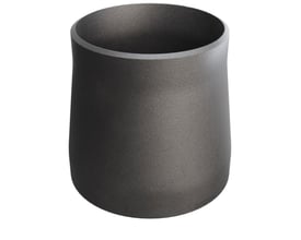 Konisk reduktion i P235GH stål, med dimensionerne 133.0/4X114.3/3.6, viser et ensartet gråt finish og en åben top.