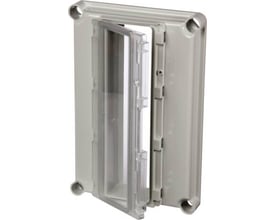 Fibox hængsellåg EK JGL13-1 i polycarbonat, med et åbent transparent låg, 190x280x45mm.