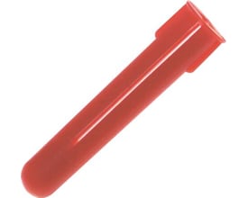 Rød plug til installationsopgaver med målene Ø5,5 mm diameter og 32 mm længde, fremstillet i plast.