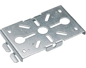 Bagside af dåseplade til gitterbakke, viser fastgørelsesfligene og det prægede materiale i Zinc+.