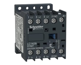 Schneider Electric TeSys K kontaktor, model LC1K09 01M7, med 3 poler, 9A og 1 NC kontakt, 42VAC spole.