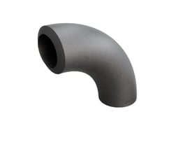 Grå 90° bøjning i P235GH-TC1 stål fra Indura, 21,3 x 3,2 mm, med en radius på 42,5 mm.