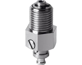 Festo ESH-HF-1-M10X1 vakuumholder med højdekompensator, lavet af metal med synlige gevind og skruebeslag.