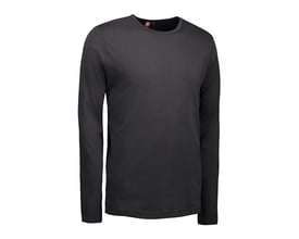 ID Identity langærmet t-shirt i koksgrå, str. 2XL, fremstillet af 100% bomuld med rund hals og tætsiddende pasform.