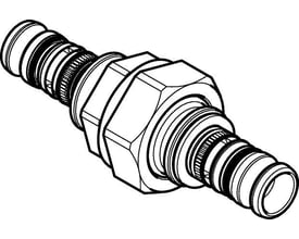 Tekning af Geberit Mepla RG-union med muffesamling og diameter på 40 mm.