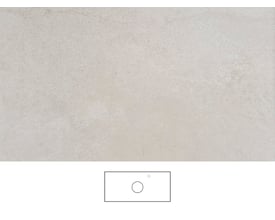 Svedbergs Jura bordplade i beige, 101 x 46 cm, vist ovenfra med mønstret overflade og en skitse af vask- og armaturhul.
