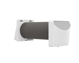 Hvid Klimair Unoklima Base Multi-Room ventilator til 100 mm rør med integreret varmegenindvinding, ideel til rum op til 20 m².