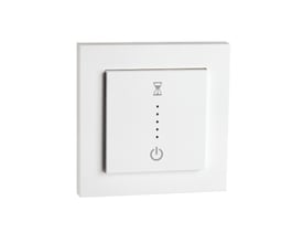 SG Armaturen timer i hvid med et timeglas ikon og fem lyspunkter, designet til 13A brug.