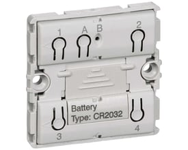 Lauritz Knudsen IHC Wireless FUGA jalousi batteritryk, 1 modul, uden afdækning, med mærkning 1, A, B, 2, 3 og 4.