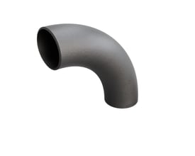 Indura 90° bøjning i P235GH-TC1 stål, 5S standard, 139,7 x 6,3 mm, med 330mm radius, vist på hvid baggrund.