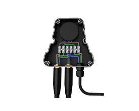 Åben Ansell Lighting OCTO Outdoor Controller viser interne skrueforbindelser til SWA- eller udendørs kabler.
