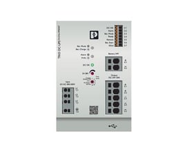 Phoenix Contact Trio-UPS DC-UPS 2G/3AC/24DC/20 afbrydelsesfri strømforsyning med tydelige mærkat og tilslutningsmuligheder på forsiden.