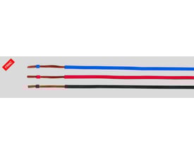 HELUKABEL monteringsledning H05Z-K 1X1, tre ledninger i violet, rød og sort med afisolerede ender.