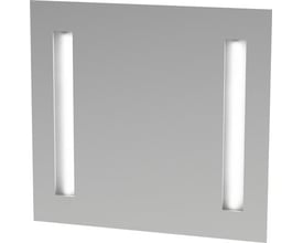 Moderne Godhavn spejl fra Loevschall med integrerede LED lysstriber på hver side, 60x65 cm, hvid baggrund.