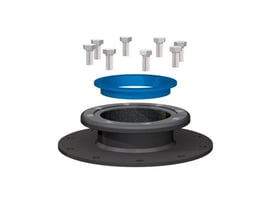 Flamco reduktionsflange DN110 med blå pakning og M12 bolte, G 1 1/2" bøsning til varmelegeme EHK.