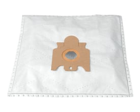 Enkel Nordic Quality MMI 2130 støvsugerpose i hvidt materiale med en brun pap-flange for montering.