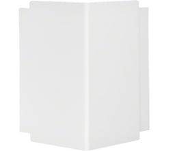 Hager udvendigt hjørne i perlehvid kunststof til installationskanal type FB 60230/LF 60230, vist isoleret på hvid baggrund.