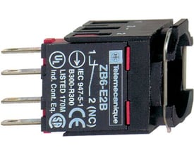 Schneider Electric kontaktdel ZB6Z5B med 1 slutte- og 1 bryde-kontakt. Den sorte enhed har tydelig mærkning og metalklemmer.