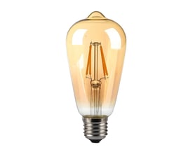 V-TAC 8W LED-pære med E27 fatning, ST64 form og ravfarvet glas med synlig kultråd.