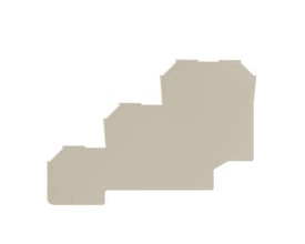 Weidmüller endeplade AP DLI2.5 dobbelt i beige plast med en unik trinvis profil til montering på monteringsskinne.