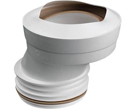 Multikvik excentrisk klosettilslutning Ø110 mm med 40 mm forskydning, fremstillet i hvid plast.