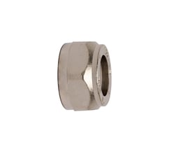 IMI omløbermøtrik i metal med M22 gevind og 15mm diameter, designet til kobber, stål og PEX-rør.