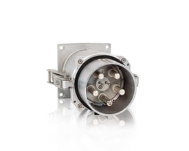 CEE apparatindtag 600A, 6h, IP67, 3-faset plus nul og jord med robust metalhus og synlige messingstik.