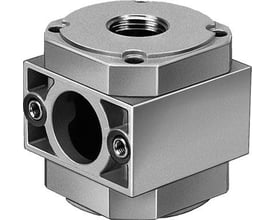 Festo flad cylinder EZH-5/20-25-B i metal med tydelige gevind og monteringsskruer. Fremstår kompakt og robust.