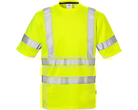 Kansas Hi-Vis t-shirt i gul str XL, med refleksbånd på front og ærmer, godkendt iht. EN ISO 20471 kl. 3.