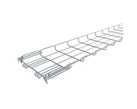 Nærbillede af Legrand Gitterbakke FC, 30mm høj og 200mm bred, viser elektrogalvaniseret overflade og Fasclic+ samling.