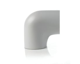 Armadan PVC-bøjning 90 grader i grå, diameter 27mm og 20mm isoleringstykkelse, vist på hvid baggrund.