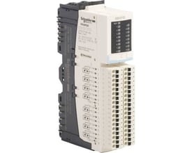 Schneider Electric Modicon STB KIT med 16 diskrete indgange, 24VDC, BASI, set fra venstre side med monteringsskinne.