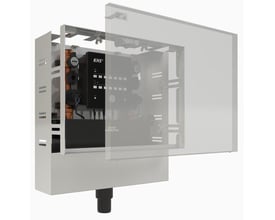 Kemper KHS PURE hygiejneskyl med to tilslutninger, vist uden det gennemsigtige frontpanel for at vise de interne komponenter og kobberrør.